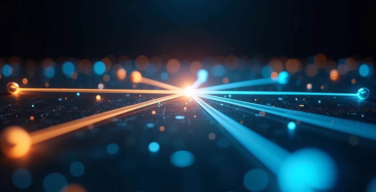 Abstract visualization of automated learning system with notification patterns