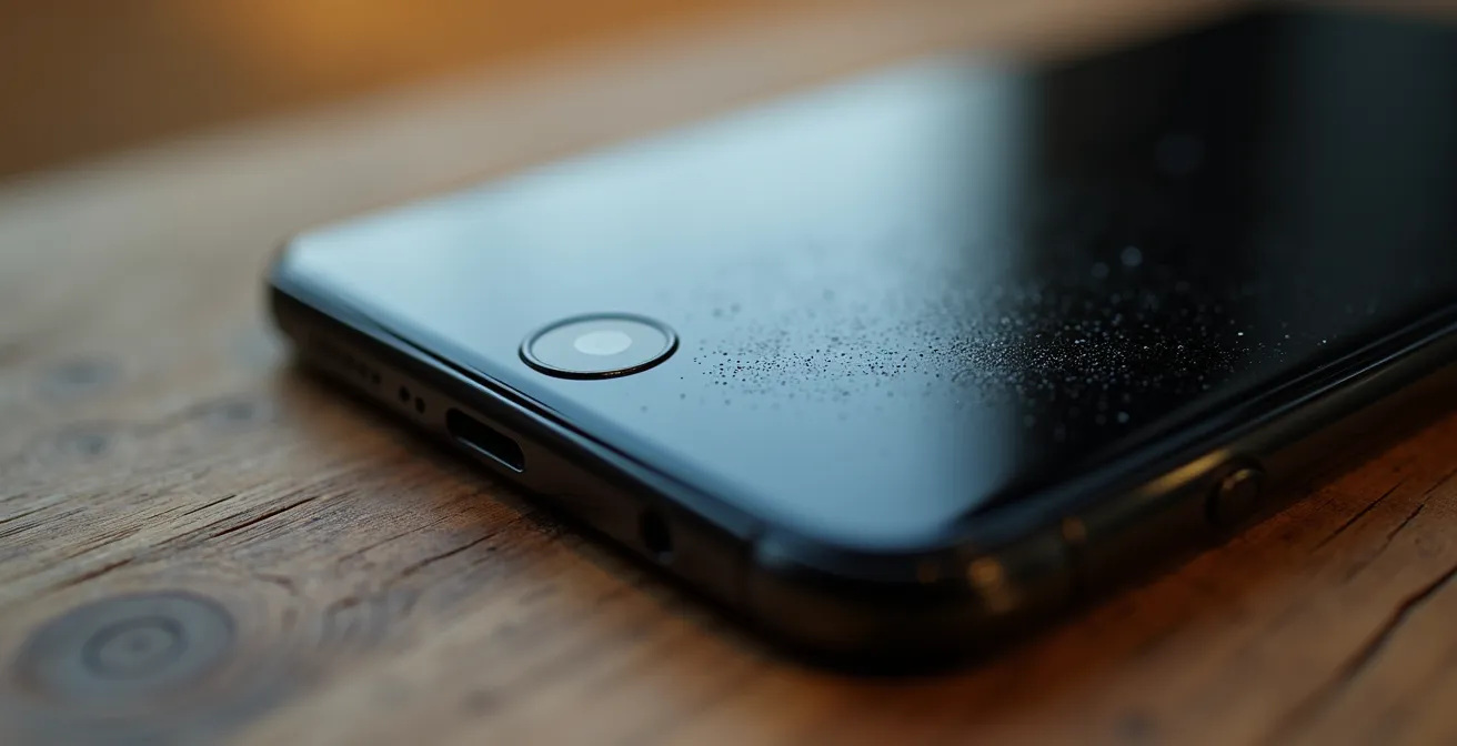 Macro photography showing the texture and impact of constant digital notifications