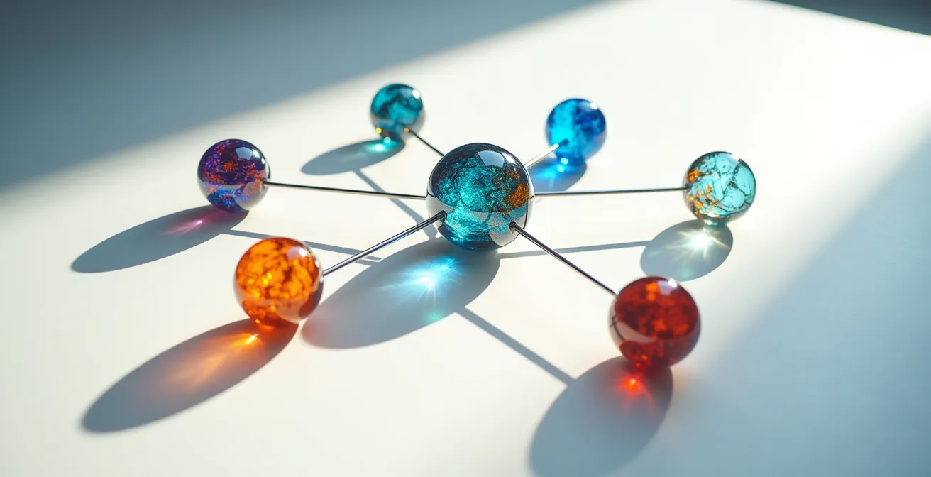 Abstract network of connected nodes representing linked microlearning modules