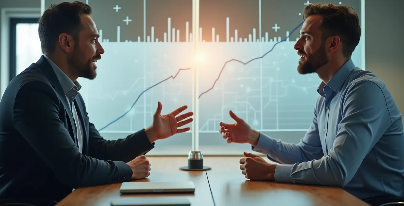 Two professionals collaborating on future-focused career strategy planning.