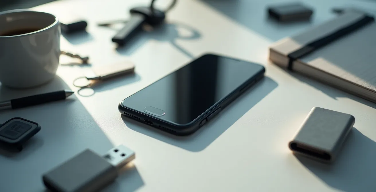 Abstract visualization of data security on mobile device