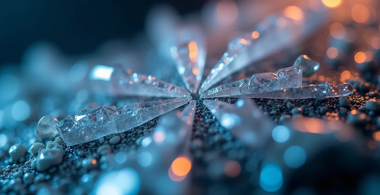 Abstract visualization of digital security breach patterns and vulnerabilities