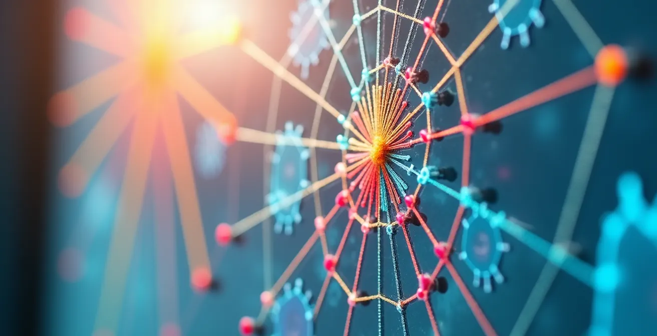 Multi-dimensional spider chart showing varied team skill profiles with overlapping colored areas