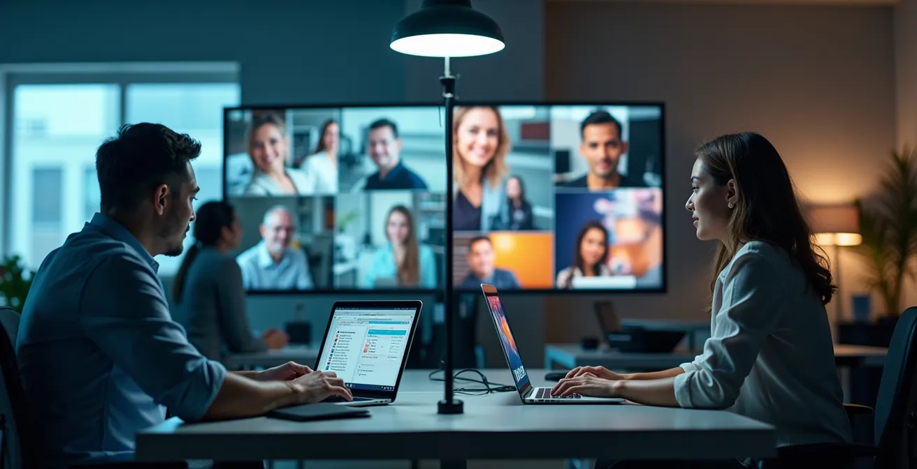 Split composition showing generic versus custom branded training visuals